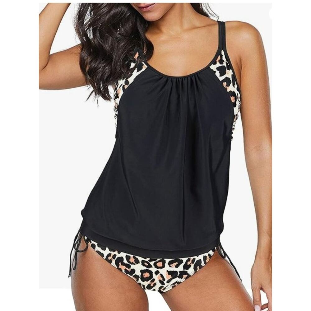 Zando Brand NWOT Women's 3XL Tankini Leopard Print Tankini Swimsuit Boyshort Set